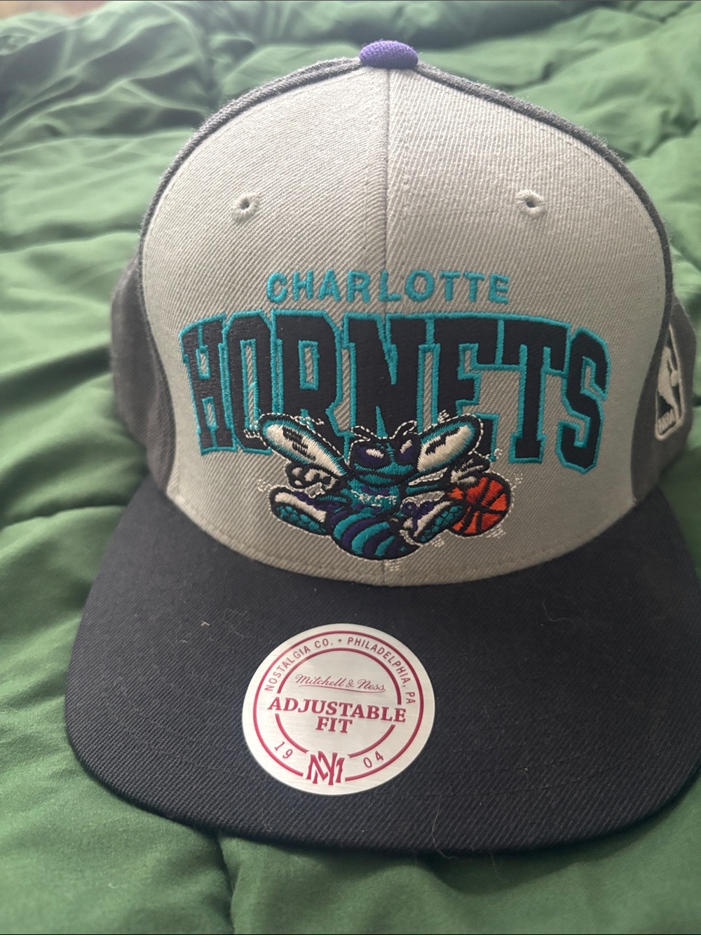 Mitchell & Ness Charlotte Hornets Gray/Teal/Black Snapback Hat